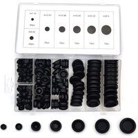 170 Stück Gummistopfen, Gummitüllen-Sortiment, Gummilochtüllen, Gummiloch-Abdeckplatten für Stopfen, Autos, Wasserleitungen, Pumpen (Schwarz) von LABLANC