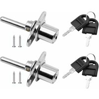 2-teiliges Schloss​Schublade mit Schlüssel für Möbel, Kolbenschloss für Aktenschränke, Vitrinen, Durchmesser 16 mm, Länge 61 mm (Silber) von LABLANC