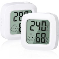Lablanc - 2er-Pack hochpräzises Mini-Digital-Hygrometer-Thermometer mit Schalter, ℃/℉ umwandelbar, geeignet für Wohnzimmer und Babyzimmer (weiß) von LABLANC