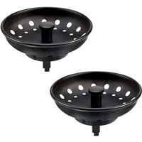 2er-Pack mattschwarzer Abflusskorb aus Edelstahl für Küchenspülen, für 8,9 cm große Universal-Küchenspülen, Metall-Mittelknopf mit 2er-Pack mattschwarzer Abflusskorb aus Edelstahl für Küchenspülen, für 8,9 cm große Universal-Küchenspülen, Metall-Mittelknopf mit von LABLANC