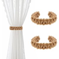 Lablanc - 2er-Pack rustikale flexible geflochtene Vorhang-Raffhalter im Bohème-Stil, elegante Vorhanghalter aus Sackleinen für Zuhause, draußen, Lablanc - 2er-Pack rustikale flexible geflochtene Vorhang-Raffhalter im Bohème-Stil, elegante Vorhanghalter aus Sackleinen für Zuhause, draußen, von LABLANC