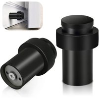 Lablanc - 2er-Pack schwarze Türstopper aus robustem Edelstahl, dekorativer Wandschutz, Vollgummi-Sockelleisten, 65 mm von LABLANC
