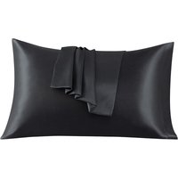 2er-Set Satin-Kissenbezüge 50 x 75 cm, schwarzes Satin-Kissen, weicher Satin-Kissenbezug pflegt Ihre Haut und beugt Haarausfall vor - Lablanc von LABLANC