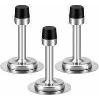 Lablanc - 3 Stück Türstopper, 2-in-1 selbstklebender Wand-Türstopper aus Edelstahl mit schwarzem Gummi von LABLANC