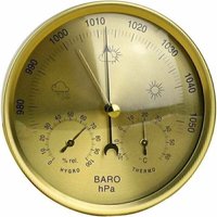 3-in-1-Präzisions-Aneroidbarometer – Wetterstation, Thermometer-Hygrometer für den Innen- und Außenbereich mit Edelstahlstruktur – Gold - Lablanc von LABLANC