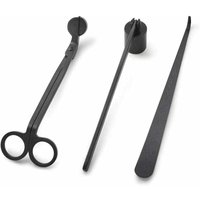 3-teiliges Kerzenlöscher-Werkzeugset aus Edelstahl mit Kerzenlöscher, Dochtschneider und Dochtlöffel (schwarz) von LABLANC
