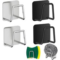 4 Stück Küchenspüle-Schwammhalter, selbstklebender Spülbecken-Schwammhalter, Küchenspüle-Schwammhalter, Edelstahl-Küchenschwammhalter, zur von LABLANC