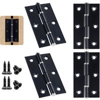 Lablanc - 4 verstellbare Türscharniere aus Edelstahl mit 24 Schrauben für Holztür, Gartentor und Außenbereich, schwarzes Scharnier 70 x 40 x 1,3 mm, Lablanc - 4 verstellbare Türscharniere aus Edelstahl mit 24 Schrauben für Holztür, Gartentor und Außenbereich, schwarzes Scharnier 70 x 40 x 1,3 mm, von LABLANC