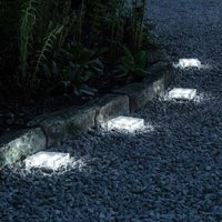 4er-Set Solar-Glaspflaster LED-Wegbeleuchtung weiß breit, 4er-Set Solar-Glaspflaster LED-Wegbeleuchtung weiß breit, von LABLANC