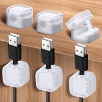 6er-Pack magnetischer Kabel-Organizer, Kabelmanagement unter dem Schreibtisch, selbstklebender Kabelhalter, verstecktes Telefon-Ladekabel (weiß) von LABLANC