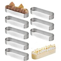 8 Stück perforierter Dessert-Mousse-Kuchenring, französischer ovaler Fruchttörtchen-Ring, Quiche-Törtchen-Ring-Kuchenform, von LABLANC