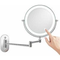 8-Zoll-wandmontierter beleuchteter 10-facher Vergrößerungsspiegel, LED-Schminkspiegel mit 0,5-Stunden-Auto-Off-Funktion, angetrieben durch 4 von LABLANC