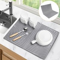 Abtropfmatte, faltbare Abtropfmatte, hitzebeständige Abtropfmatte, universeller rutschfester Silikon-Untersetzer für die Küche (43 × 34 cm, grau) von LABLANC