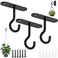 Deckenhaken zum Aufhängen von Pflanzen, 3er-Pack Metall-Wandhaken mit Schrauben und Dübeln, Aufhängehaken für Körbe, Vogelhäuschen, Laternen, Deckenhaken zum Aufhängen von Pflanzen, 3er-Pack Metall-Wandhaken mit Schrauben und Dübeln, Aufhängehaken für Körbe, Vogelhäuschen, Laternen, von LABLANC