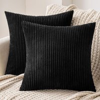 Dekorativer Kissenbezug aus Samt, weich, für Sofa, Wohnzimmer, Couch, 2er-Set, 45 x 45 cm, Schwarz - Lablanc von LABLANC