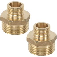 Doppel Reduziernippel 1 Zoll auf 1/2 Zoll, 2 Stück Messing Reduziernippel AG/AG Außengewinde auf Außengewinde Fitting für von LABLANC