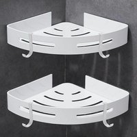 Duschregal, Eckduschregal und Küchenduschregal, Aluminium, matte Oberfläche, 2er-Set, Weiß von LABLANC