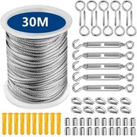 Edelstahl-Seil-Aufhängeset, 30 m Stahldrahtseil, Kletterpflanzen-Spalier-Set, Treppenhandlauf-Drahtseil Edelstahl-Seil-Aufhängeset, 30 m Stahldrahtseil, Kletterpflanzen-Spalier-Set, Treppenhandlauf-Drahtseil von LABLANC
