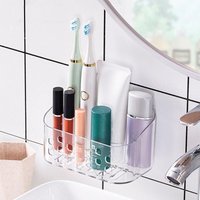 Kleines selbstklebendes Duschregal aus Kunststoff, Badezimmerhalter ohne Bohren, transparenter Organizer, wandmontierter Duschkorb zur Aufbewahrung von LABLANC
