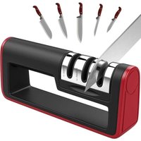 Küchenmesserschärfer, professioneller 3-in-1-Messerschärfer mit rutschfester Basis, Schärfsystem mit Diamant-Wolframstahlbeschichtung, für von LABLANC