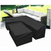 L-förmige Gartenmöbelabdeckung mit Kordelzug an der Unterseite, 210D L-förmige Gartenmöbelabdeckung (L-Form 286 x 286 x 82 cm + rechteckig 155 x 95 x von LABLANC