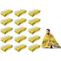 LaBlanc – 15 Stück Notfall-Thermo-Überlebensdecke, Notfall-Überlebensdecke, Überlebensdecken, Gold-Silber-Thermodecke, für Camping, Wandern, Erste LaBlanc – 15 Stück Notfall-Thermo-Überlebensdecke, Notfall-Überlebensdecke, Überlebensdecken, Gold-Silber-Thermodecke, für Camping, Wandern, Erste von LABLANC