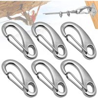 6 Stück Karabiner aus 304 Edelstahl, 50 mm Edelstahlkarabiner, eiförmiger Karabiner, Edelstahl-Federkarabiner, Kletterkarabiner, für Bergsteigen, von LABLANC