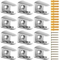 LaBlanc – Set mit 12 verstellbaren Glasregalhalterungen, Zinklegierung, für 6–10 mm dickes Glas, Silber LaBlanc – Set mit 12 verstellbaren Glasregalhalterungen, Zinklegierung, für 6–10 mm dickes Glas, Silber von LABLANC