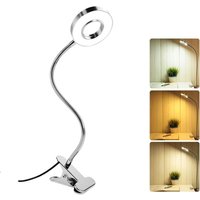 Lablanc - USB-Schreibtischlampe mit Clip, 48 LEDs 360° flexibel, 3 Farben und 10 einstellbare Helligkeiten, LED-Klemmlampe, Klemme zum Anklemmen an von LABLANC