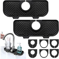 Lablanc - 2 Sets Wasserhahnschutz und Abflussmatte, Silikon-Wasserhahnmatte für Küchenspülen mit 3 Schnittstellengrößen, von LABLANC