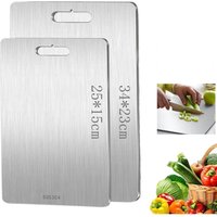 Lablanc - 2 Stück Edelstahl-Schneidebrett, doppelseitiges Schneidebrett, Schneidebrett-Serviertablett für Fleisch, Obst und Gemüse (34 x 23 cm + 25 x von LABLANC