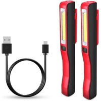 Lablanc - 2 Stück wiederaufladbare LED-Handarbeitsleuchte für Mechaniker, COB-Taschenlampe, Mechanikerlampe, Werkstattlampe für Camping, Garage, von LABLANC
