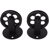 Lablanc - 2 schwarze Industrie-Flaschenrollen für Plug-in-Scheunen-Pendelleuchten, Vintage-Decken- und Wandhalterung, Hebe- und Schlepprollen, Schwarz von LABLANC