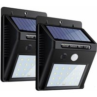 2er-Pack kabellose LED-Solar-Gartenleuchte, 20 LED-Außenbeleuchtung, wasserdichter Bewegungssensor mit drei intelligenten Modi, von LABLANC