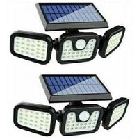2er-Set Solarleuchten für den Außenbereich mit Bewegungsmelder, 650 lm, 74 LED-Solarleuchten, 3 verstellbare Köpfe, 270° Weitwinkelbeleuchtung, IP65, von LABLANC