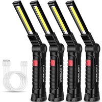 Lablanc - 4 Stück wiederaufladbare LED-Taschenlampe, wiederaufladbare USB-Inspektionslampe, tragbare Lampe mit Magnetfuß und Aufhängehaken, 5 Modi von LABLANC