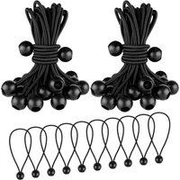 Lablanc - 50 Stück elastische Spanner, 150 mm flexibles elastisches Bungee-Seil, langlebige elastische Schnüre, elastische Spannkugel (schwarz) von LABLANC
