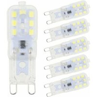 6 Stück G9 LED-Leuchtmittel, Kaltweiß, 5 w, 6500 k, flimmerfrei, Halogen-LED-Ersatz, dimmbare LED-Kapselbirne, energiesparend, für Wandleuchte, von LABLANC