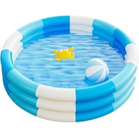 Lablanc - Aufblasbarer Kinderpool im Vintage-Stil mit Streifen, 3-Ring-Schwimmbecken mit aufblasbarem Sicherheits-Blasenboden für den Innen- und von LABLANC