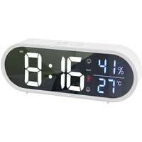 Digitaler Wecker, tragbarer LED-Spiegelwecker, wiederaufladbarer USB-Reisewecker mit Sprachsteuerung, Dual-Alarm, Schlummerfunktion, Temperatur und von LABLANC