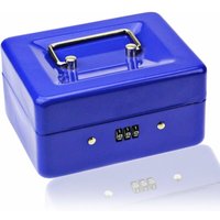Kleine Münzbox mit Zahlenschloss – Robuste Münzbox aus Metall mit abschließbarem Ablagefach, 15 × 12 × 8 cm (Blau, Klein) - Lablanc von LABLANC