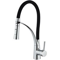 Küchenarmatur – 360° drehbar mit flexiblem schwarzen Silikonschlauch, Einloch-Mischwasser-Küchenarmatur – silberne Zinklegierung - Lablanc von LABLANC