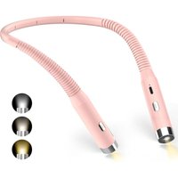 Leselicht zum Umhängen, wiederaufladbare Leselampe im Bett, 3 Farben und 3 einstellbare Helligkeitsstufen, 360° faltbar, USB-LED-Leselicht für von LABLANC