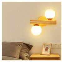 Log Wind Nordic Massivholz Wandleuchte Wohnzimmer tv Hintergrund Wandleuchte Schlafzimmer Gang Doppelkopf Wandleuchte ohne Lichtquelle E27 - Lablanc von LABLANC
