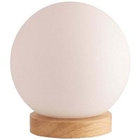 Nordische minimalistische Tischlampe, kreative weiße Glaskugel, Holz-Nachttischlampe, Augenschutz, Leselampe mit Schalter, dekorative Beleuchtung, von LABLANC