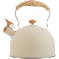 Pfeifender Teekessel für Teekannen, 2,5 l – Edelstahl-Wasserkocher mit klappbarem Holzgriff – Pfeifender Wasserkocher für Tee, Kaffee – Beige von LABLANC