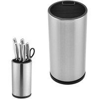 Runder Messerblock, Edelstahl Messerblock, Küchenmesserhalter, mit Scherenschlitz und Abflussloch, zur Aufbewahrung von verschiedenen Messern und Runder Messerblock, Edelstahl Messerblock, Küchenmesserhalter, mit Scherenschlitz und Abflussloch, zur Aufbewahrung von verschiedenen Messern und von LABLANC