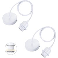 Set aus 2 E27-Pendelleuchten mit schraubbarem Ring, verstellbares Textilkabel 100 cm, Pendelleuchte kompatibel mit Lampenschirm, ideale Fassung für von LABLANC