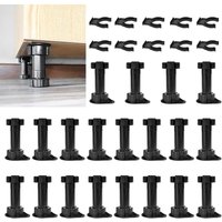 Lablanc - Set mit 20 verstellbaren Möbelfüßen, 100–120 mm schwarze Möbelfüße, Kunststoff-Möbelbein mit 10 Sockelleisten-Clips, verstellbare von LABLANC