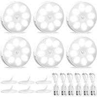 Lablanc - Set mit 6 USB-wiederaufladbaren automatischen LED-Lampen, 6000 k Induktions-LED-Nachtlicht, 8 kaltweiße LEDs, Nachtlicht mit von LABLANC